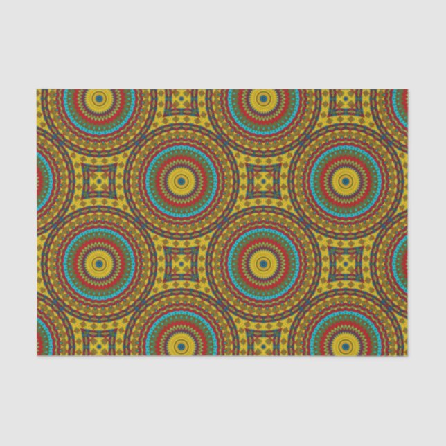 Papel De Seda Guay Blue Red Yellow Retro Geométrica Ethbal (Anverso)