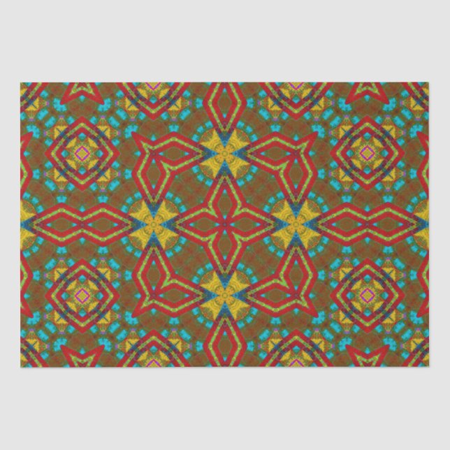 Papel De Seda Guay Blue Red Yellow Retro Geométrica Ethbal (Anverso)
