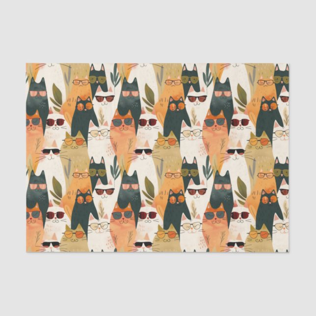 Papel De Seda Guay Gatos con gafas de sol (Anverso)