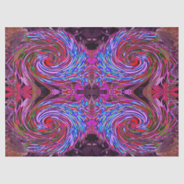 Papel De Seda Guay Red, Blue and Pink Abstract Floral Swirl (Anverso)