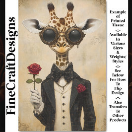 Papel De Seda Guay Romantic Giraffe + Red Rose AH2 Decoupage