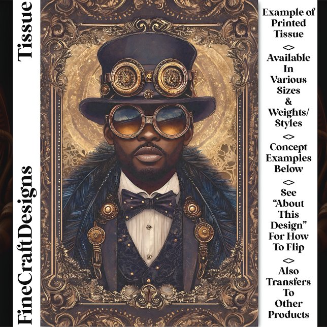 Papel De Seda Guay Steampunk African American Man CM6 Decoupage (Subido por el creador)