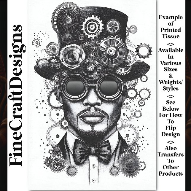 Papel De Seda Guay Steampunk Man Black & White AC8 Decoupage (Subido por el creador)