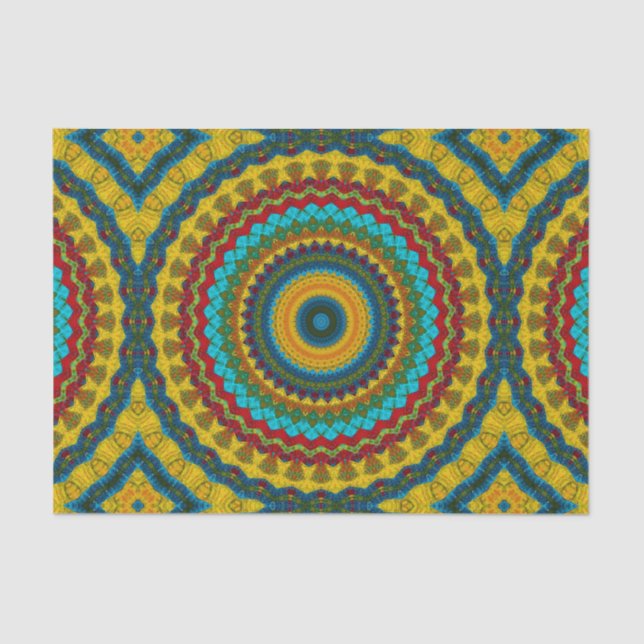 Papel De Seda Guay Trendy Blue Red Yellow Tribal Mandala (Anverso)