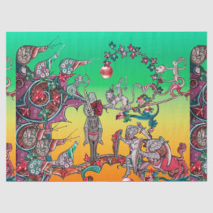 PAPEL DE SEDA GUERRA BESTIARIA MEDIEVAL, COLCHAS, FRANCOS GIGANT