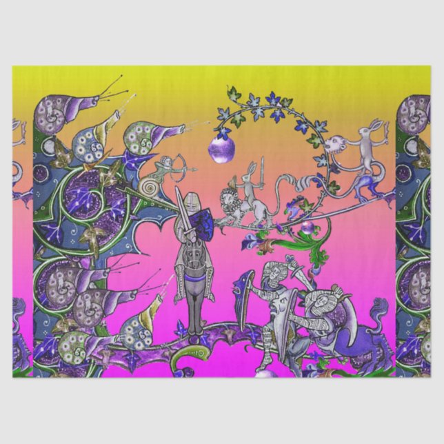 PAPEL DE SEDA GUERRA BESTIARIA MEDIEVAL, COLCHAS, SILLONES GIGAN (Anverso)