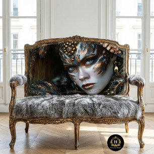 Papel De Seda Guerrera Feral Dorada Reina Tribal Leopardo Decoup