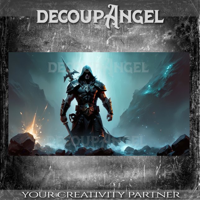 Papel De Seda Guerrero armado entre las rocas -Decoupage- (Subido por el creador)