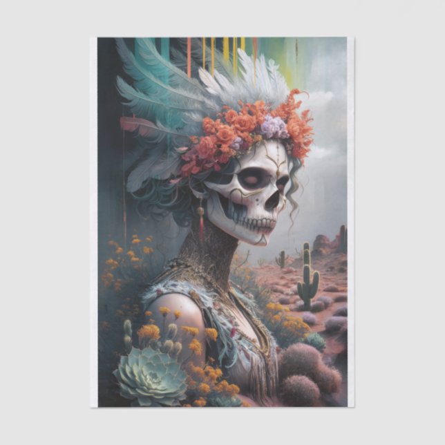 Papel De Seda Guerrero de la Princesa Eterna, cráneo nativo amer (Anverso)