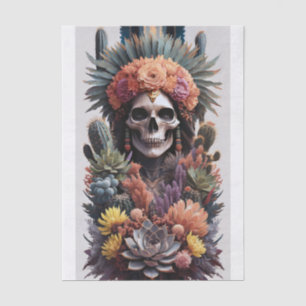 Papel De Seda Guerrero Eterno, Calavera Decoupage Nativo America