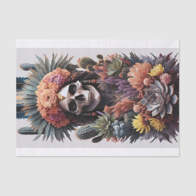 Papel De Seda Guerrero Eterno, cráneo del tótem nativo americano (Anverso)