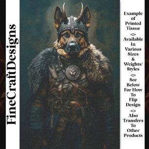 Papel De Seda Guerrero Vikingo Perro Pastor Alemán BS1 Decoupage