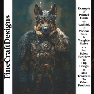 Papel De Seda Guerrero Vikingo Perro Pastor Alemán BS1 Decoupage