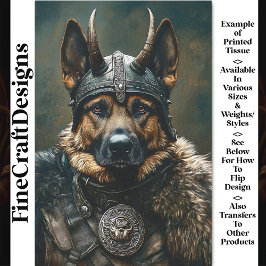 Papel De Seda Guerrero Vikingo Perro Pastor Alemán BS3 Decoupage