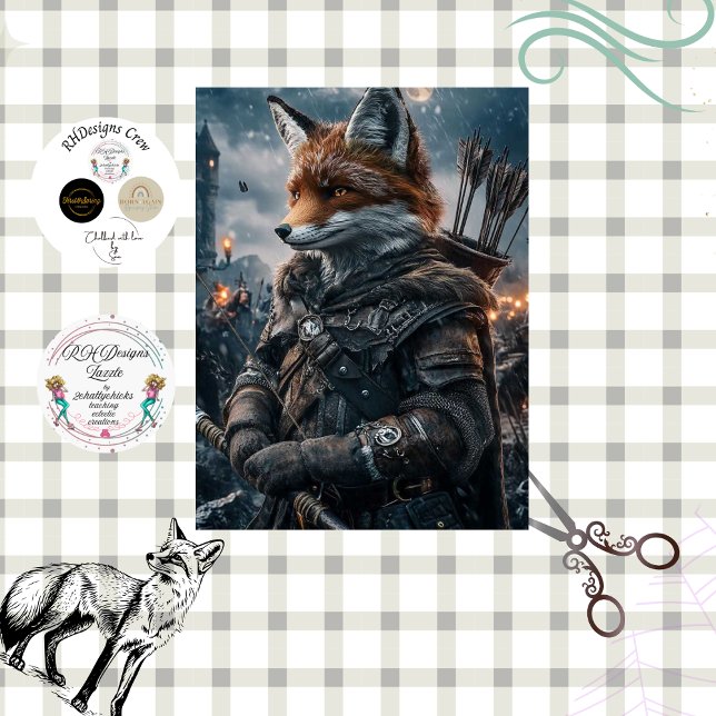 Papel De Seda Guerrero Zorro Medieval Decoupage  (Subido por el creador)