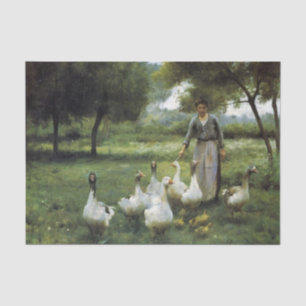 Papel De Seda Guiando los gansos por Therese Cotard-Dupre