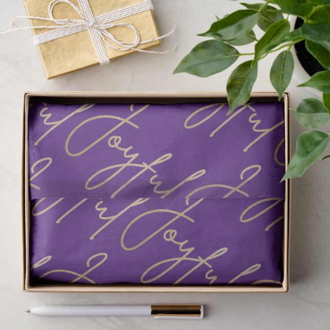 Papel De Seda Guión alegre dorado sobre morado (Regalo )