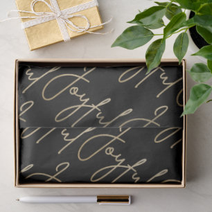Papel De Seda Guión alegre dorado sobre negro