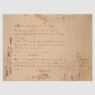 Papel De Seda Guión cursivo y dibujos mecánicos en Tan