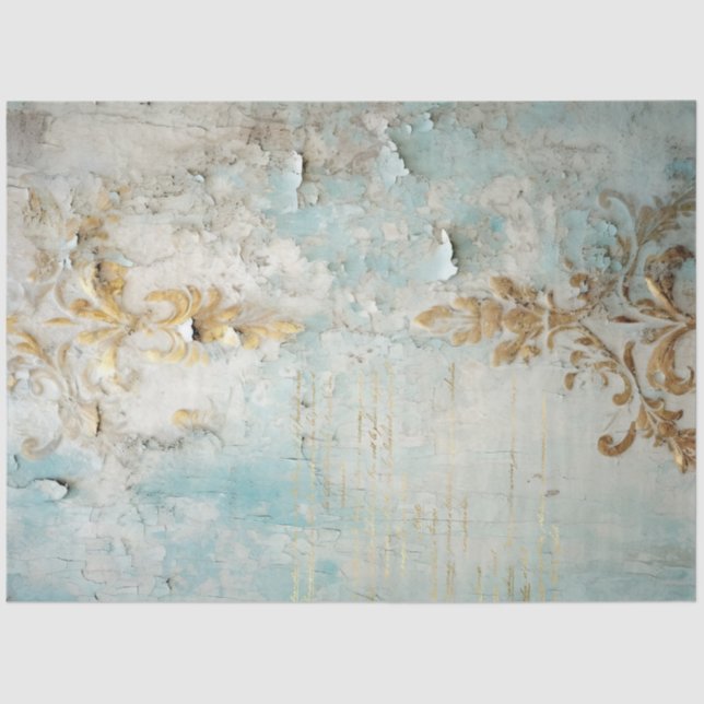 Papel De Seda Guión de dibujo de oro pintado de pared antiguo (Anverso)