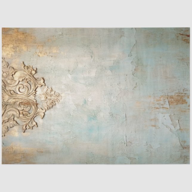 Papel De Seda Guión de dibujo de oro pintado de pared antiguo (Anverso)