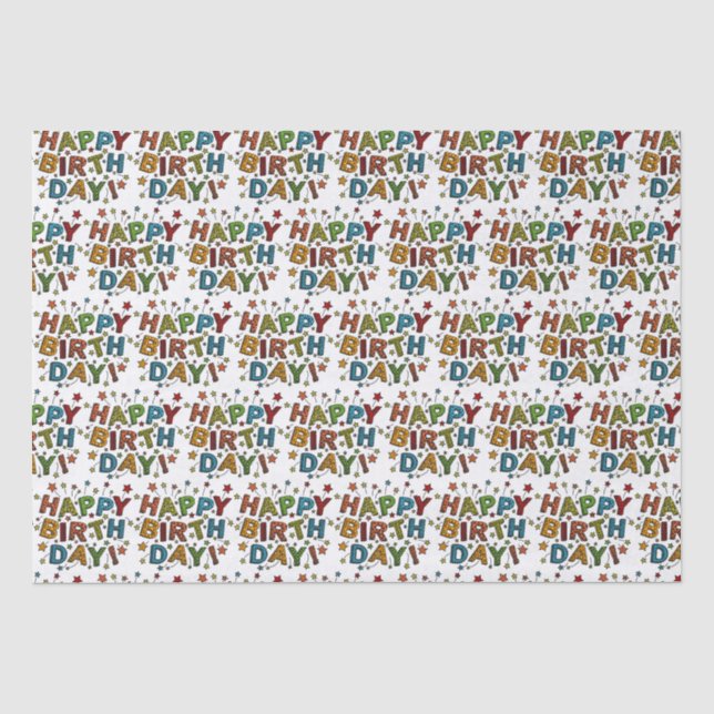 Papel De Seda Guión de Feliz Cumpleaños (Anverso)