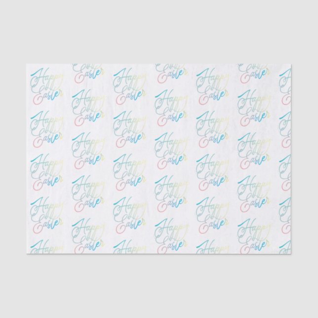 Papel De Seda Guión de gradiente Happy Easter creado a mano (Anverso)