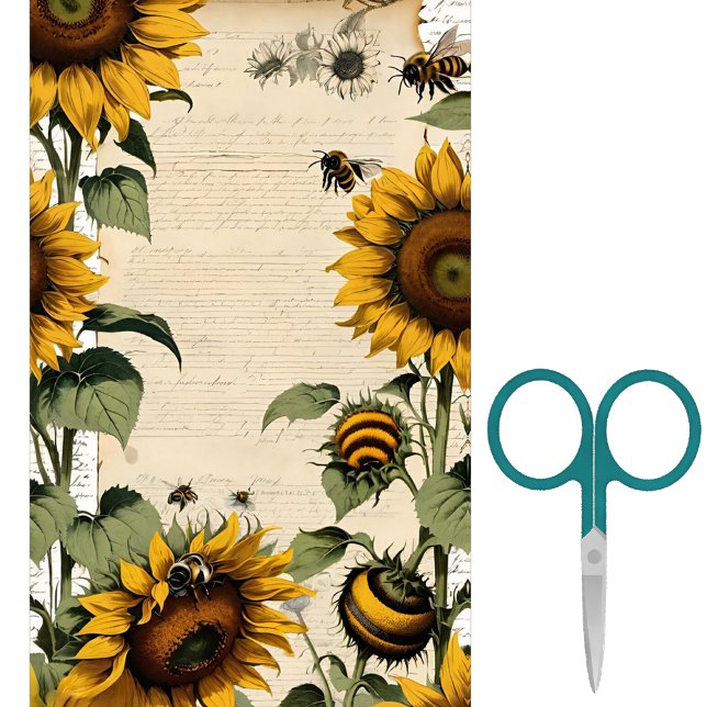 Papel De Seda Guión de línea de girasoles y abejas (Subido por el creador)