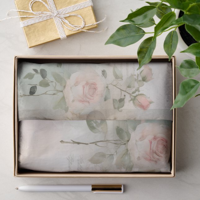 Papel De Seda Guión francés de Shabby Chic Rosa (Regalo )