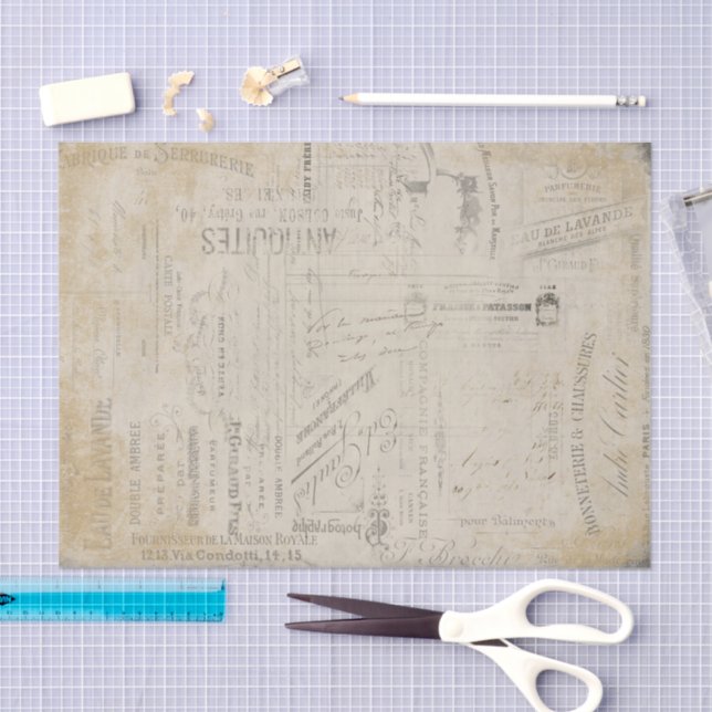 Papel De Seda Guión francés vintage (Artesanía)