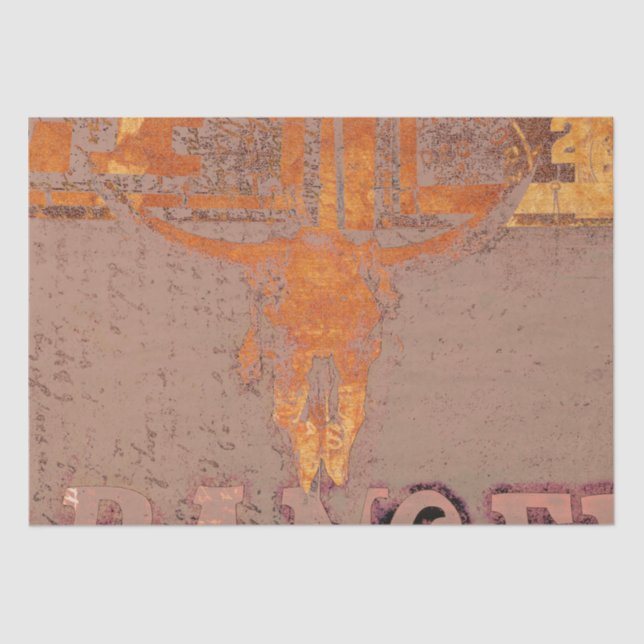 Papel De Seda Guión ruso del Naranja del cráneo de toro de vinta (Anverso)