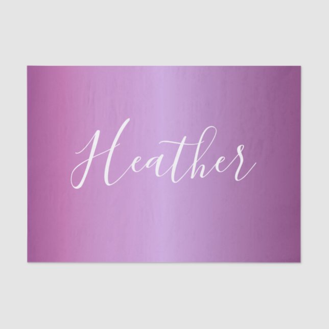 Papel De Seda Guión violeta púrpura y blanco Personalizado (Anverso)