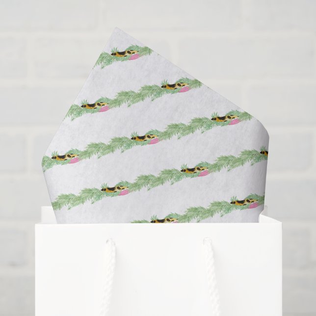 Papel De Seda Guirnalda de leopardo Preppy de acuarela Navidad (Bolsa de regalo)