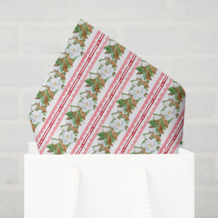 Papel De Seda Guirnalda de Navidad de Magnolia con Lazo Rojo Acu