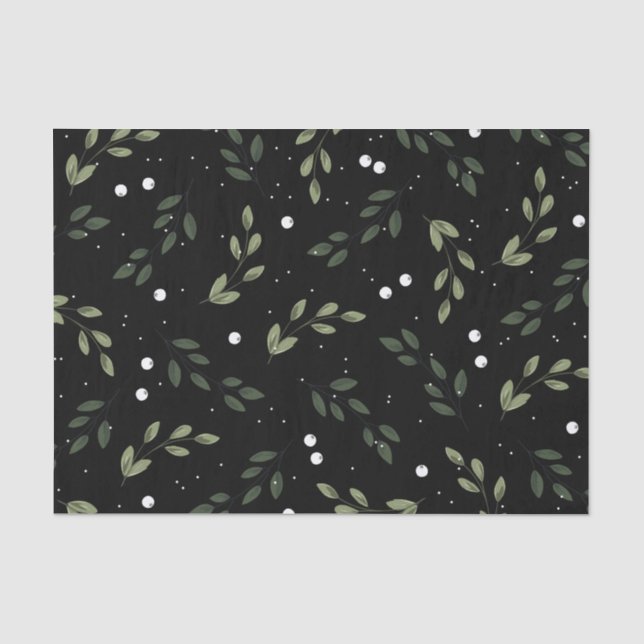 Papel De Seda Guirnalda verde escarchada (Anverso)
