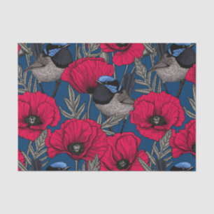 Papel De Seda Guirnaldas y amapolas