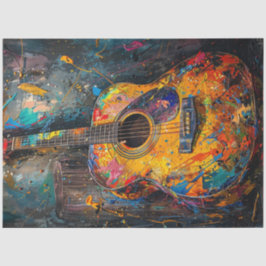 Papel De Seda Guitarra De Pintura De Aceite Vibrante De Decoupag