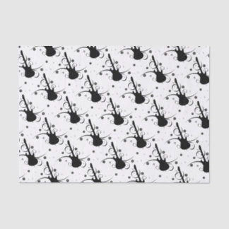 Papel De Seda Guitarra eléctrica negra con patrón floral