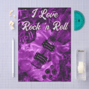 Papel De Seda Guitarra Eléctrica Rock Negro Púrpura y Desnudo
