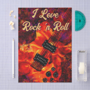 Papel De Seda Guitarra Eléctrica Rock Negro Rojo y Desnudo