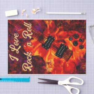 Papel De Seda Guitarra Eléctrica Rock Negro Rojo y Desnudo