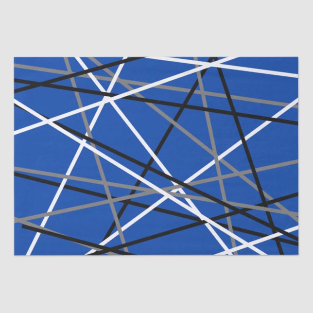 Papel De Seda Guitarra Guay rayada Azul Gris Blanco Negro (Anverso)