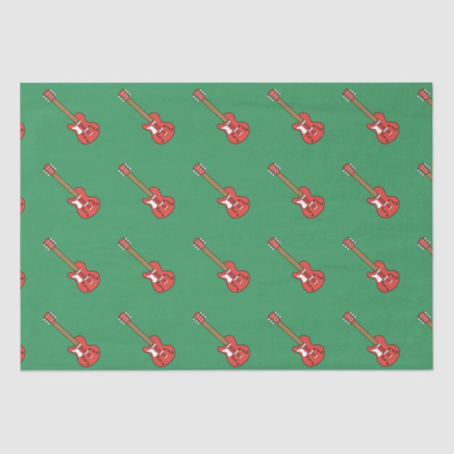 Papel De Seda Guitarra roja en verde (Anverso)
