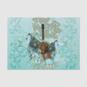 Papel De Seda Guitarra Steampunk con lobos