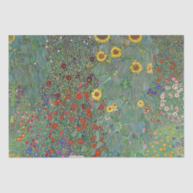 Papel De Seda Gustav Klimt | Jardín de granja con girasoles (190 (Anverso)