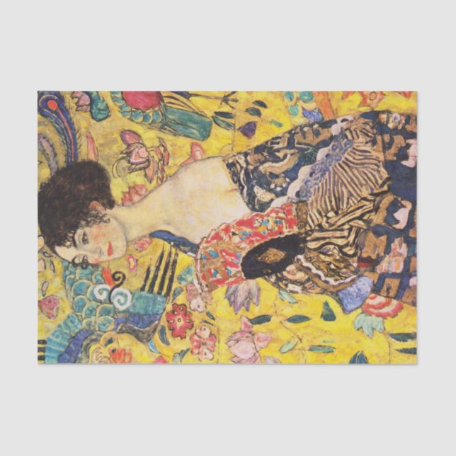 Papel De Seda Gustav Klimt Lady Con Ventilador (Anverso)