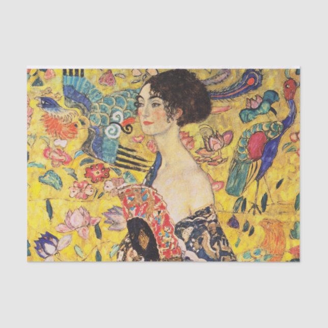Papel De Seda Gustav Klimt Lady Con Ventilador (Anverso)
