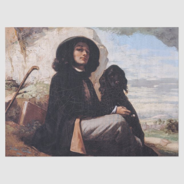 Papel De Seda Gustave Courbet - Autoretrato con un perro negro (Anverso)