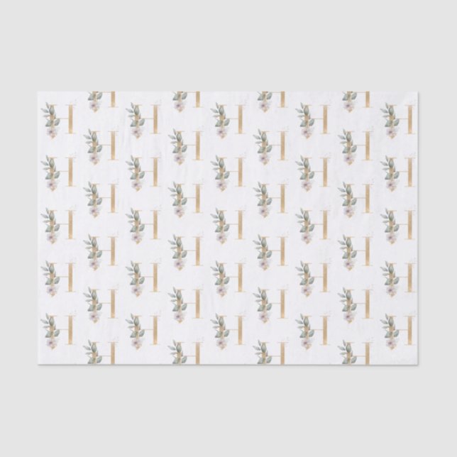 Papel De Seda H Monograma Floral (Anverso)