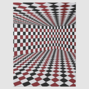 Papel De Seda Habitación Cuadrada Roja Blanca y Negra de Alto Co